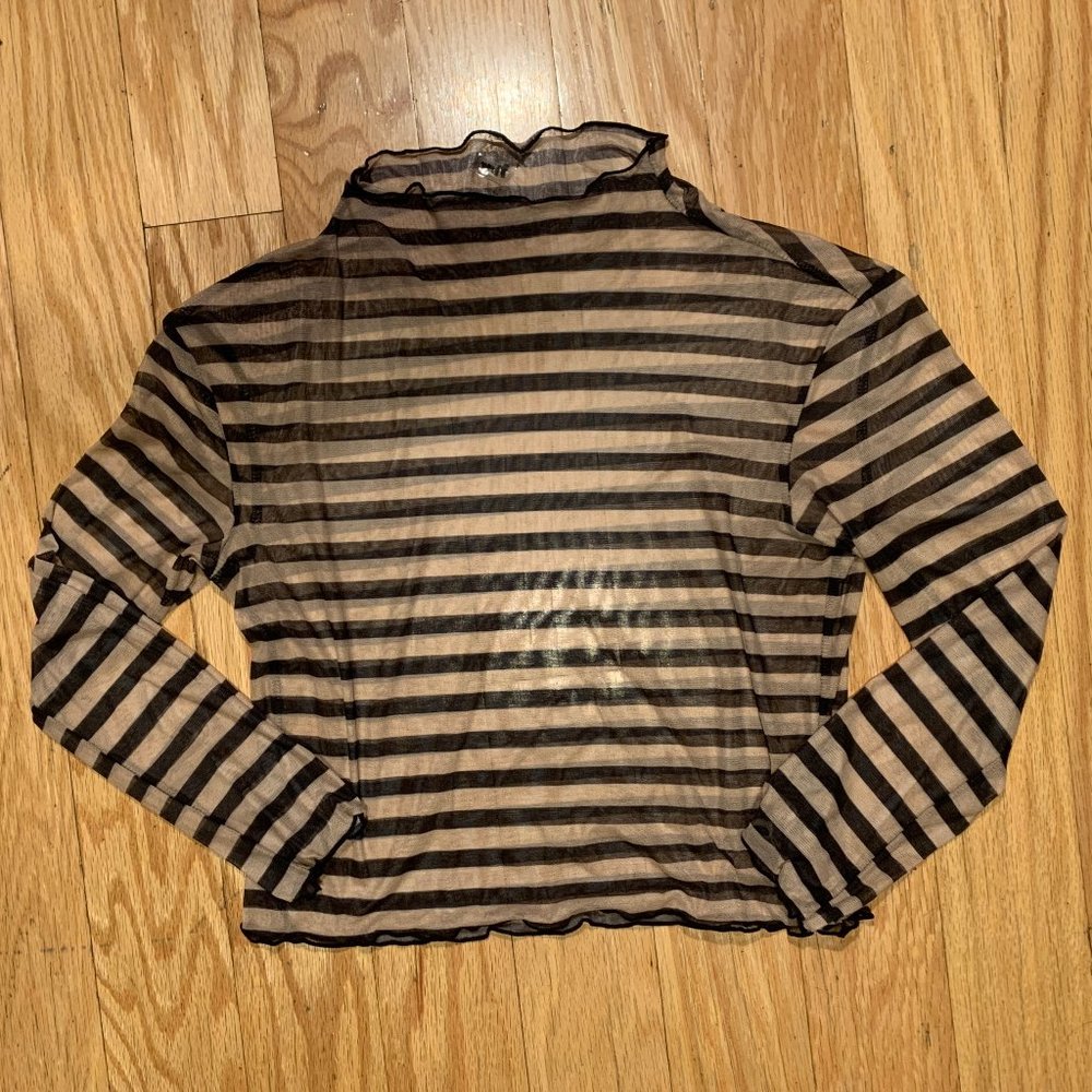 Black Striped Mesh Top - Unif